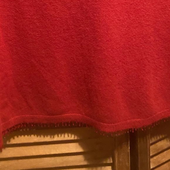 Tian Collection Red Knit Sweater with Sequins Front & Beaded Hem - Picture 12 of 16